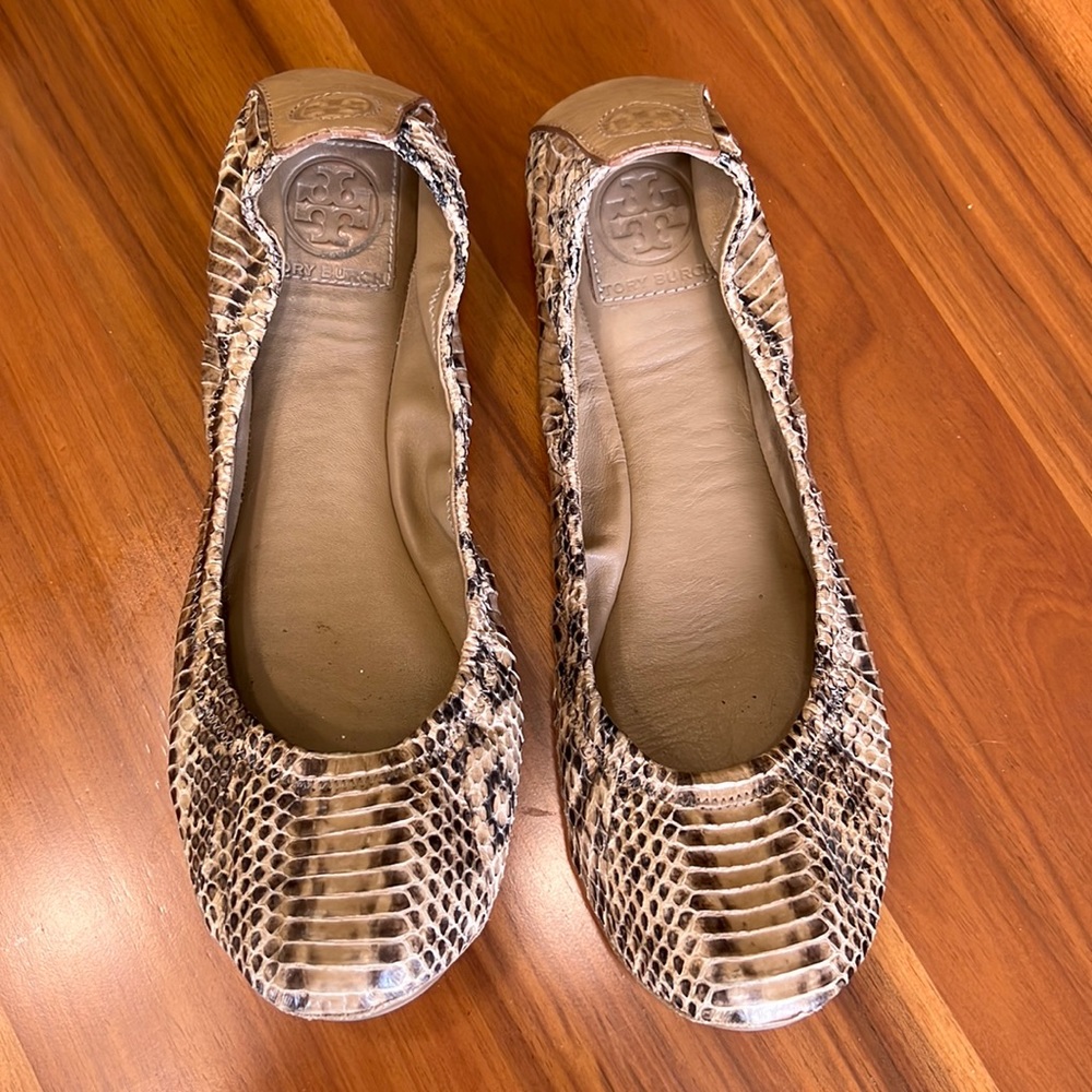Tory Burch Snakeskin Eddie Ballet Flats